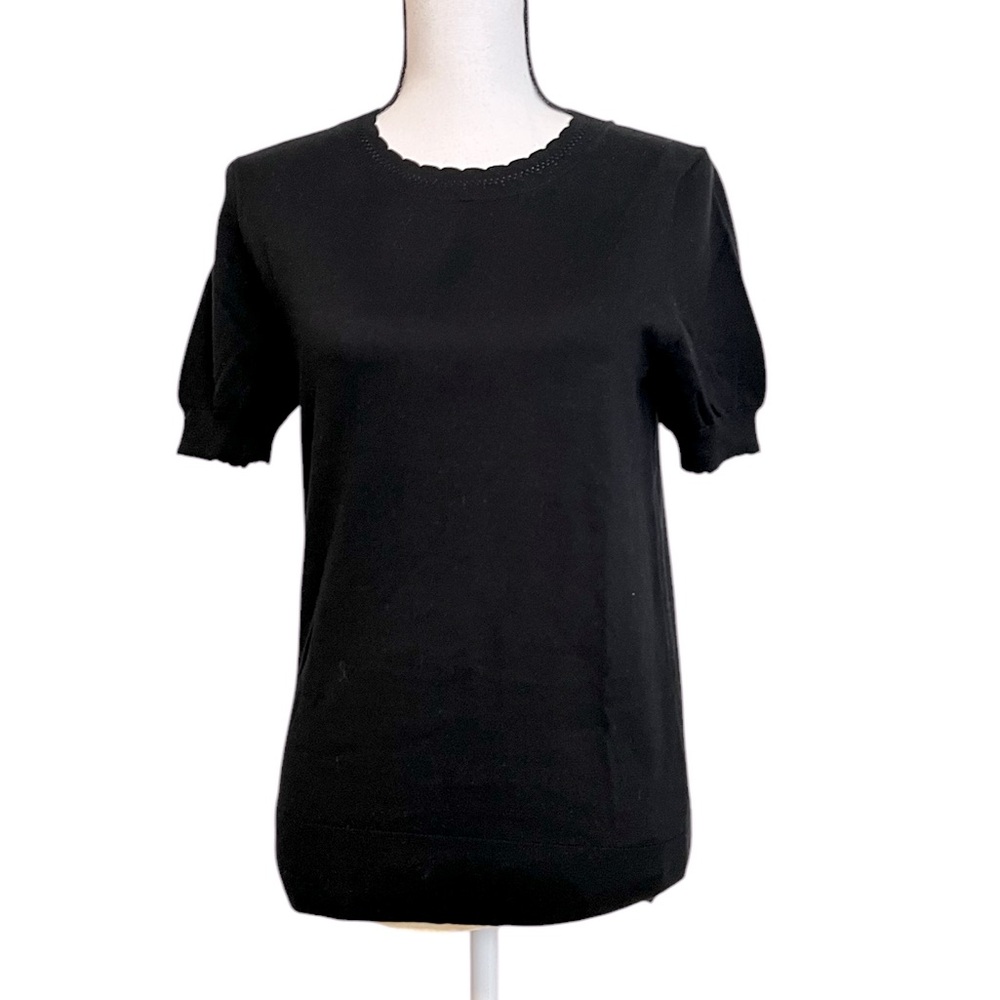 J. Crew 100% Cotton Crewneck Short Sleeve Black Top - Size Small